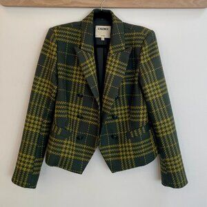 L'Agence Dark Green Plaid Blazer 100% Wool Size 8